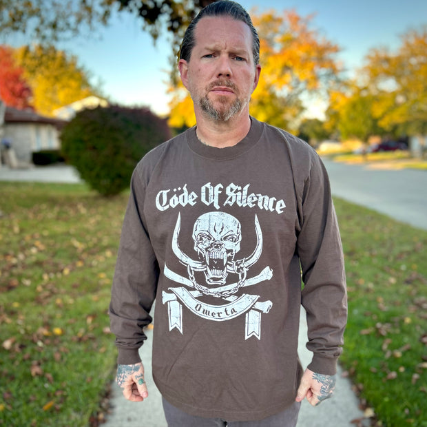 Code Of Silence Garment Dyed Long Sleeve Mocha Shirt