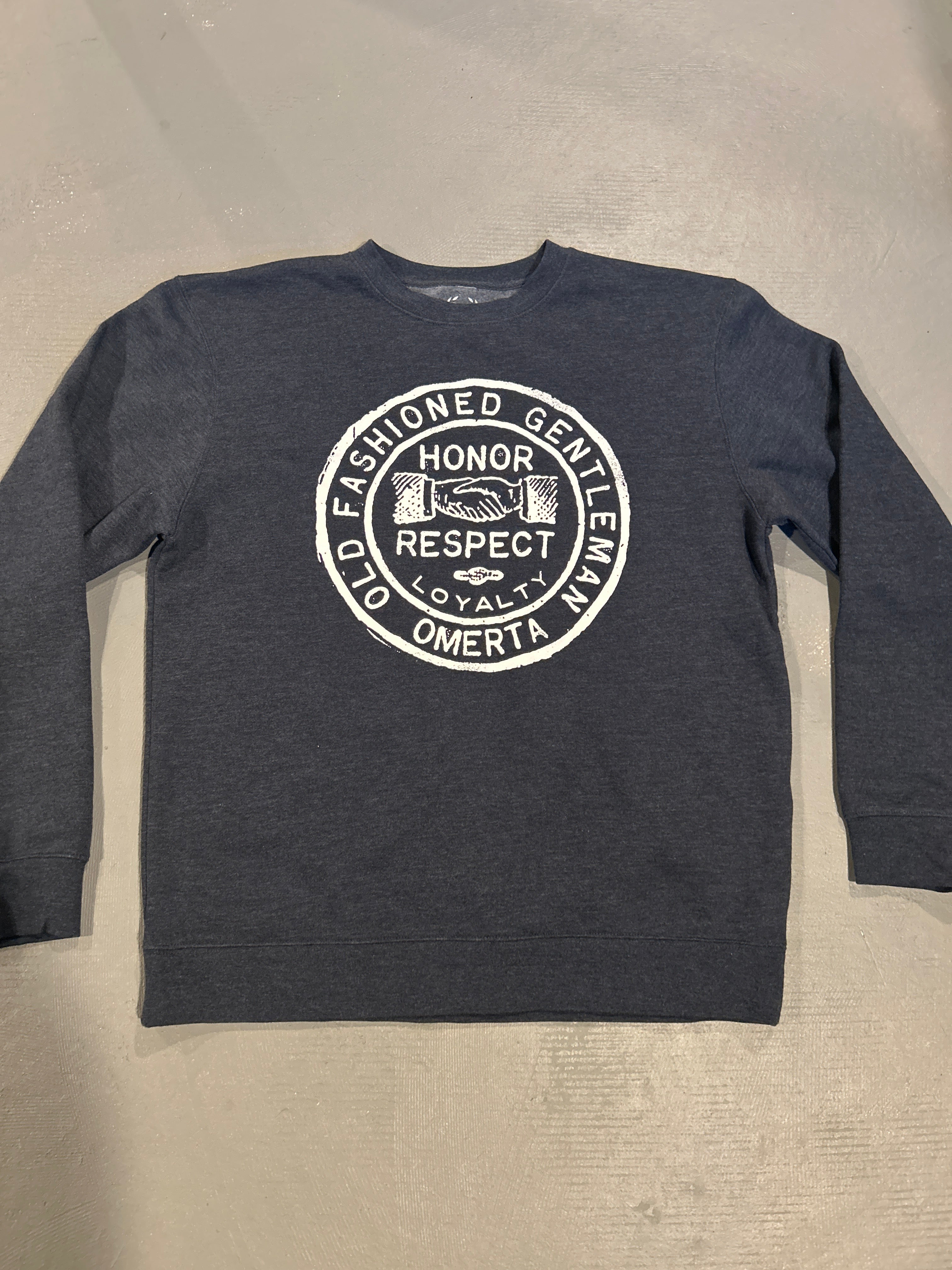 CLEARANCE - Old Fashioned Gentleman Heather Navy Crew Neck - Large