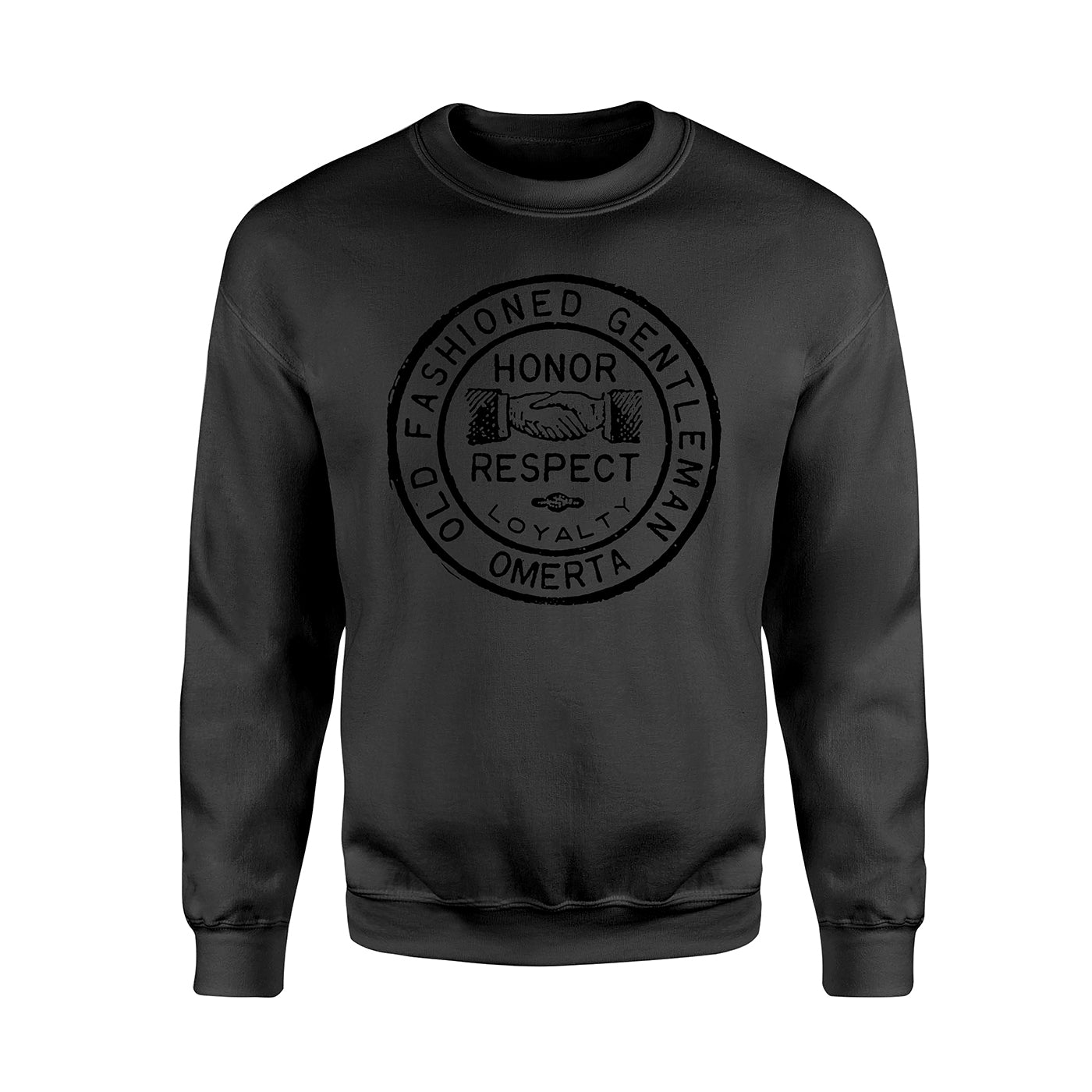 Old Fashioned Gentleman BLACK ON BLACK Black Crewneck Sweatshirt