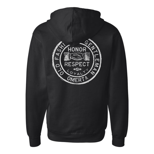 Old Fashioned Gentleman Black Zipper Hoodie