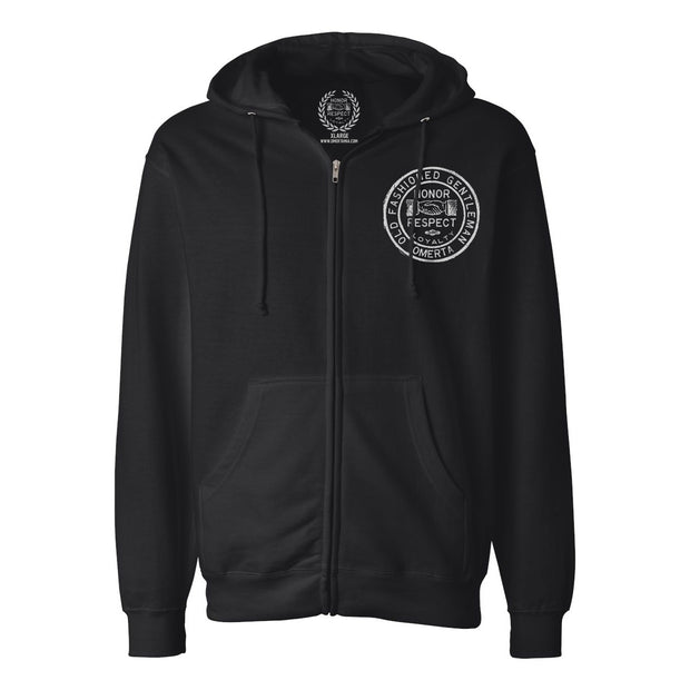 Old Fashioned Gentleman Black Zipper Hoodie