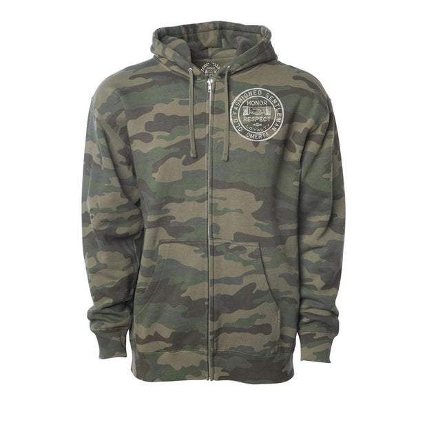 Old Fashioned Gentleman Camo Zipper Hoodie