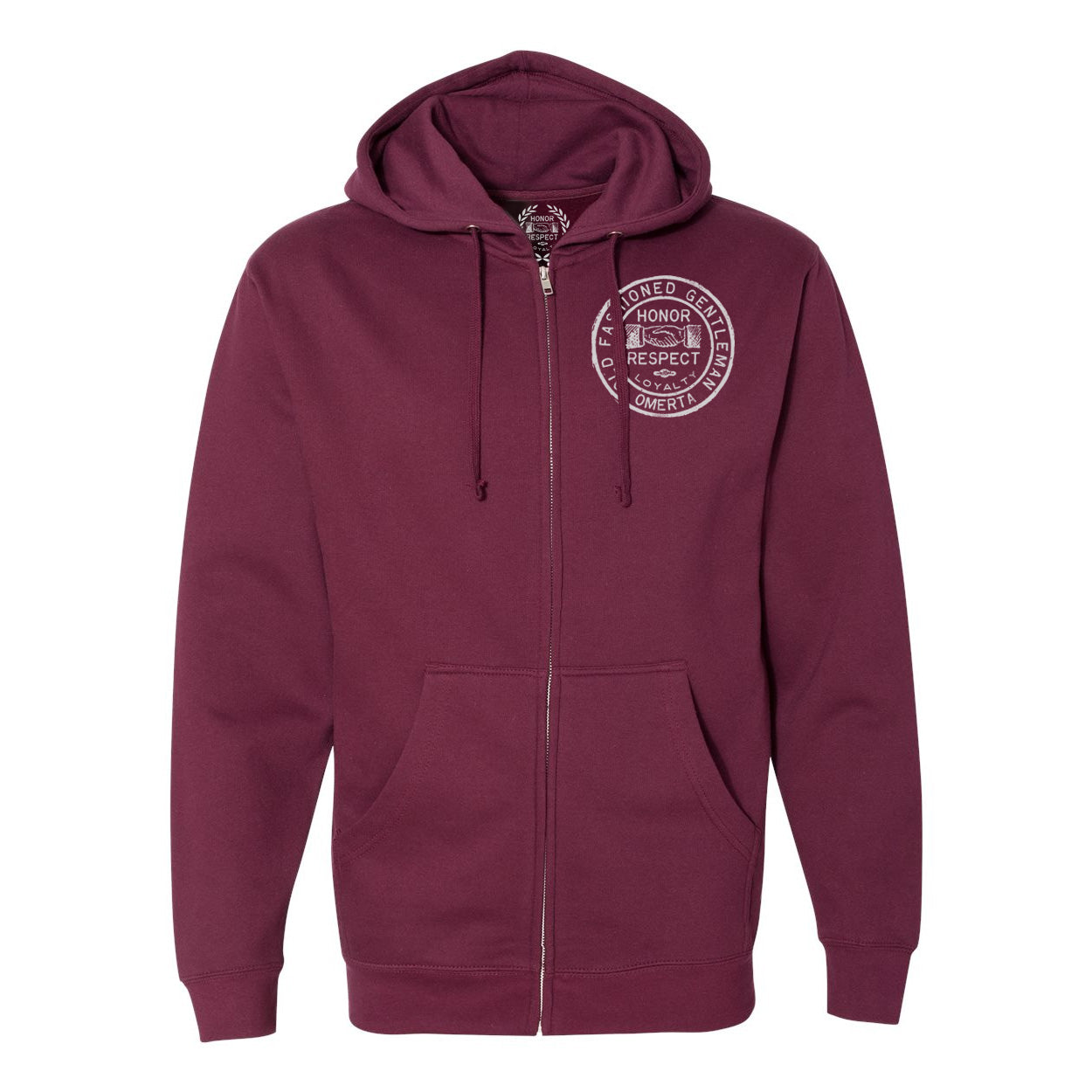 Old Fashioned Gentleman Maroon Zipper Hoodie