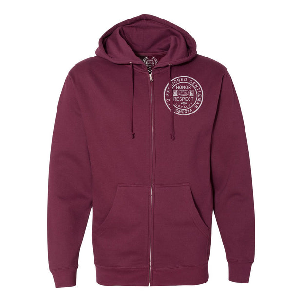 Old Fashioned Gentleman Maroon Zipper Hoodie