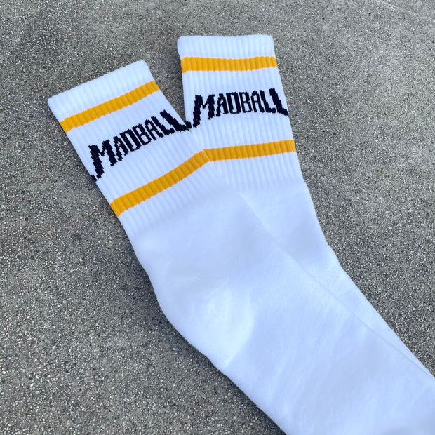 Madball White w/ Yellow and Black Socks