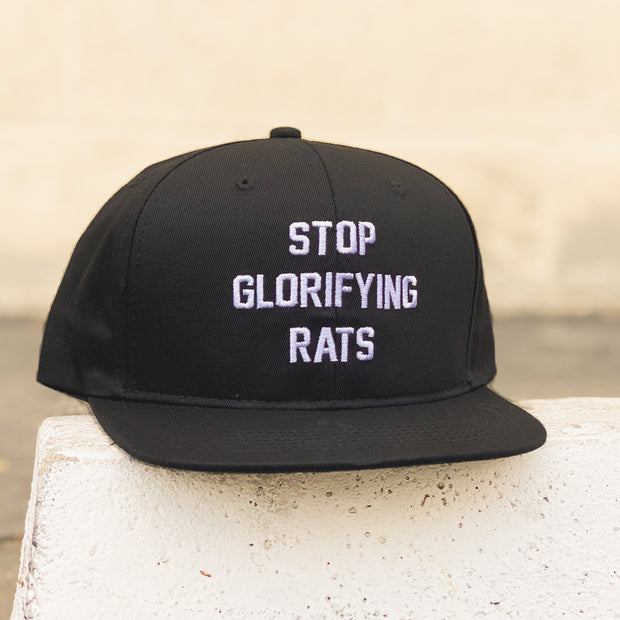 Stop Glorifying Rats Black Snapback Hat
