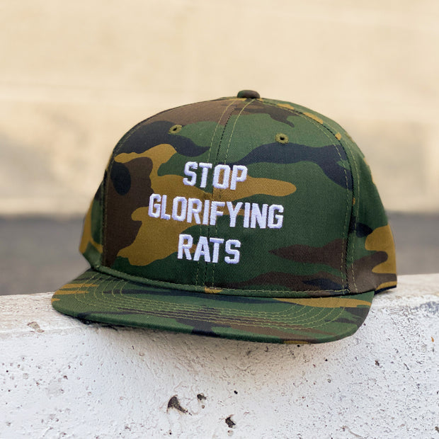 Stop Glorifying Rats Camo Snapback Hat